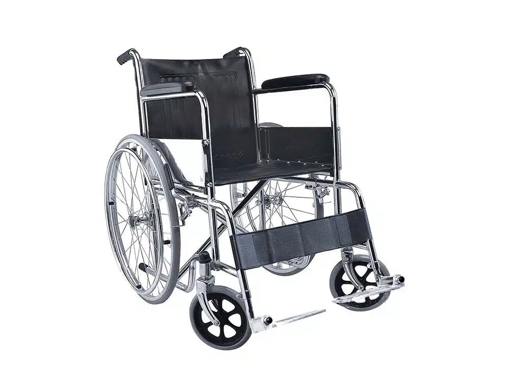 Chaise roulante pliable adulte, repose-pieds fixes